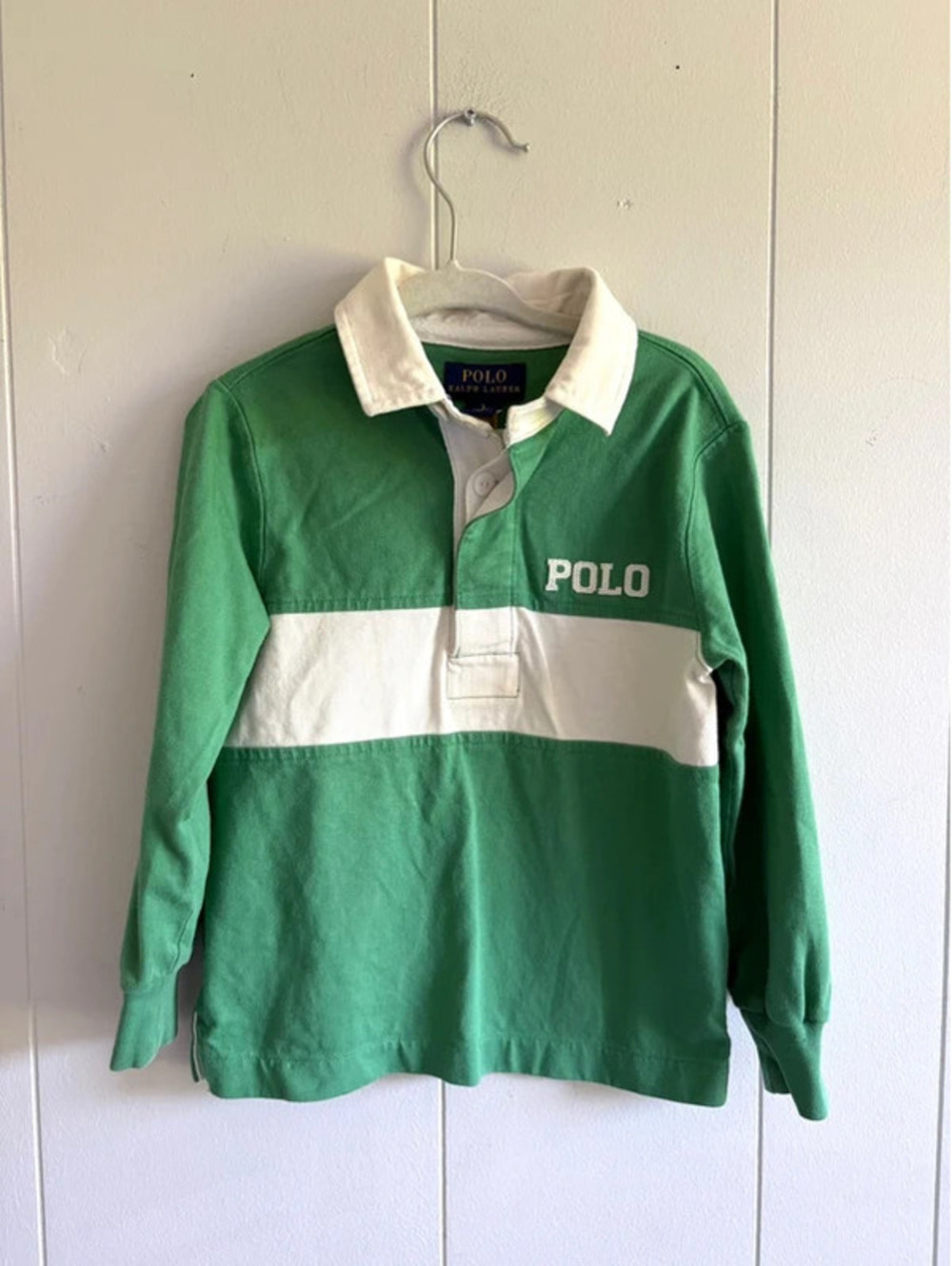 Boys Green Polo Ralph Lauren Long Sleeve Polo Shirt
